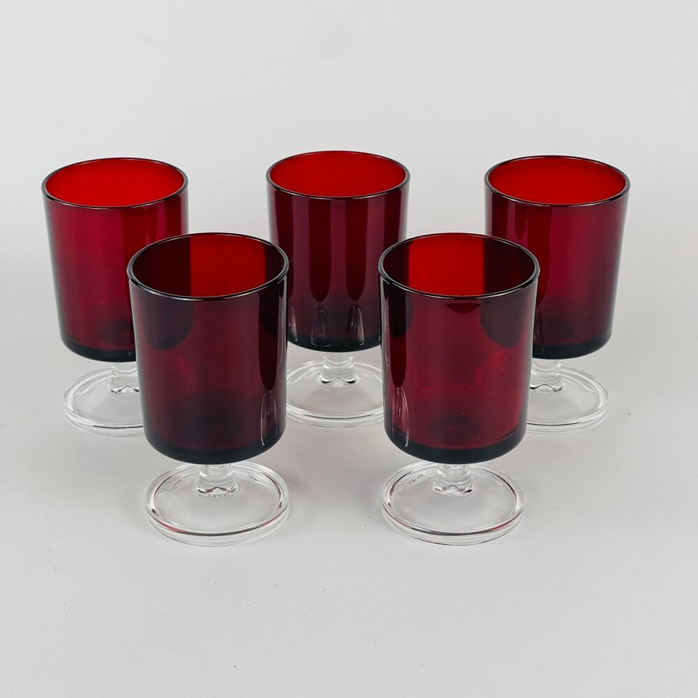 Luminarc Cavalier France Ruby Red Wine Glass  4”; 4 oz; Set of 5